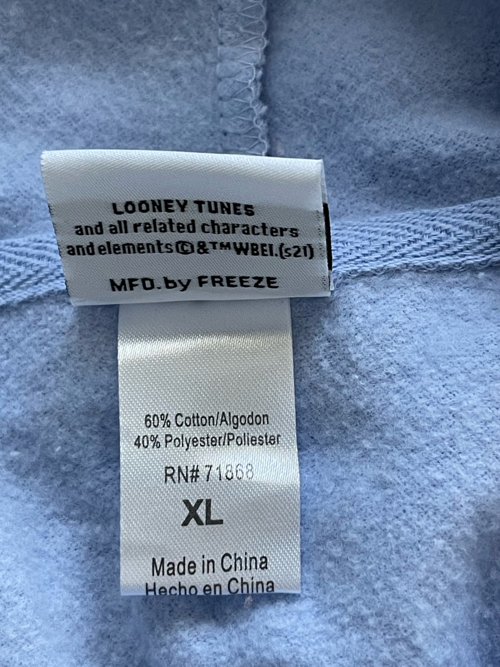 Warner Bros. Light Blue Looney Tunes Crewneck Hoodie Sweater - Men, Size XL - Picture 7 of 7